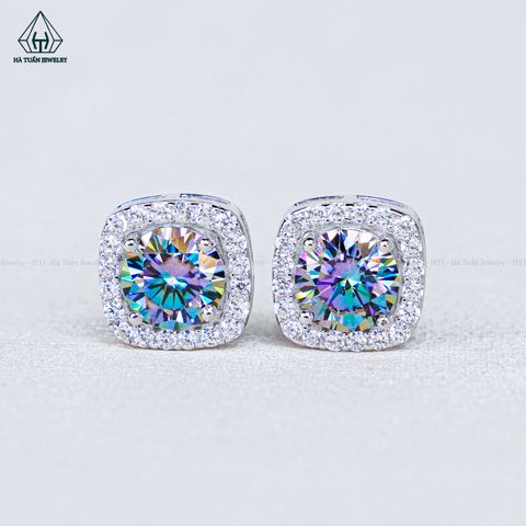 EX481 Bông tai vuông chủ Mois xanh dương 5mm (không mã cạnh)