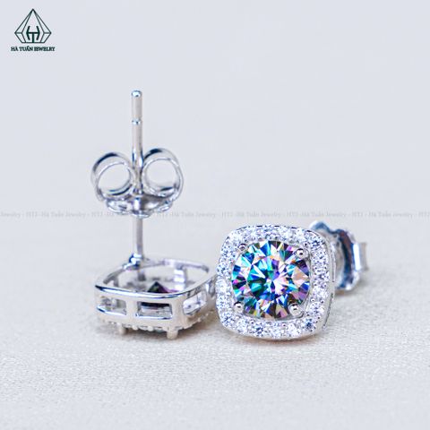 EX481 Bông tai vuông chủ Mois xanh dương 5mm (không mã cạnh)