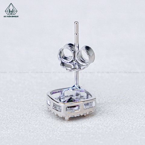 EX481 Bông tai vuông chủ Mois xanh dương 5mm (không mã cạnh)