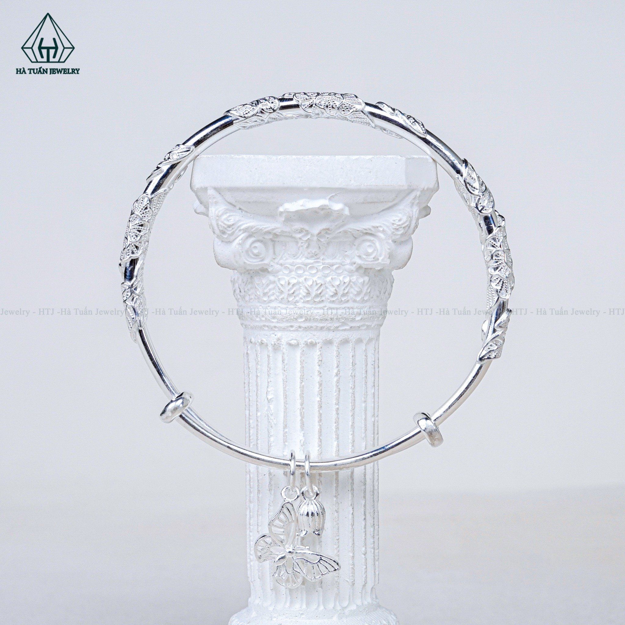  B023 Lắc tay dạng kiềng hoa mẫu đơn charm bướm 