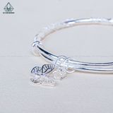  B023 Lắc tay dạng kiềng hoa mẫu đơn charm bướm 