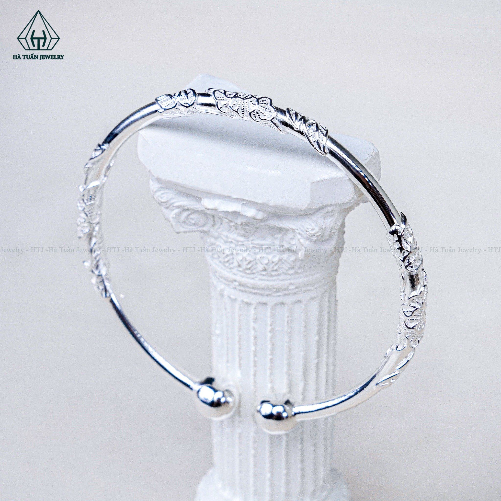  B024 Lắc tay viền hoa mẫu đơn dạng hở 