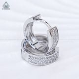  E079 11mm Bông tai khoen 3 hàng đá chìm 