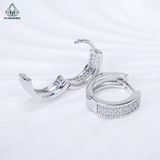  E079 11mm Bông tai khoen 3 hàng đá chìm 