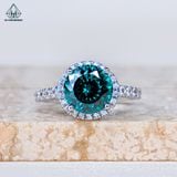  RX559 Nhẫn nữ Halo tròn chủ MOIS Xanh Lá 9mm 161 giác (Không mã cạnh) 