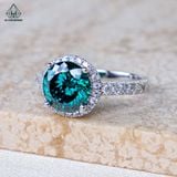  RX559 Nhẫn nữ Halo tròn chủ MOIS Xanh Lá 9mm 161 giác (Không mã cạnh) 