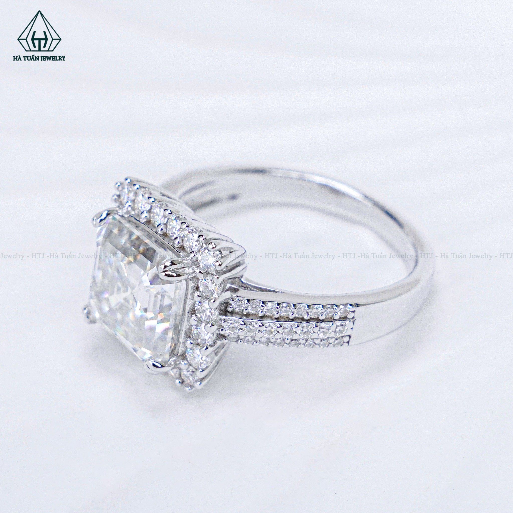  RX560 FULL MOIS Nhẫn nữ vuông MOIS Asscher 8*8mm (Không mã cạnh) 