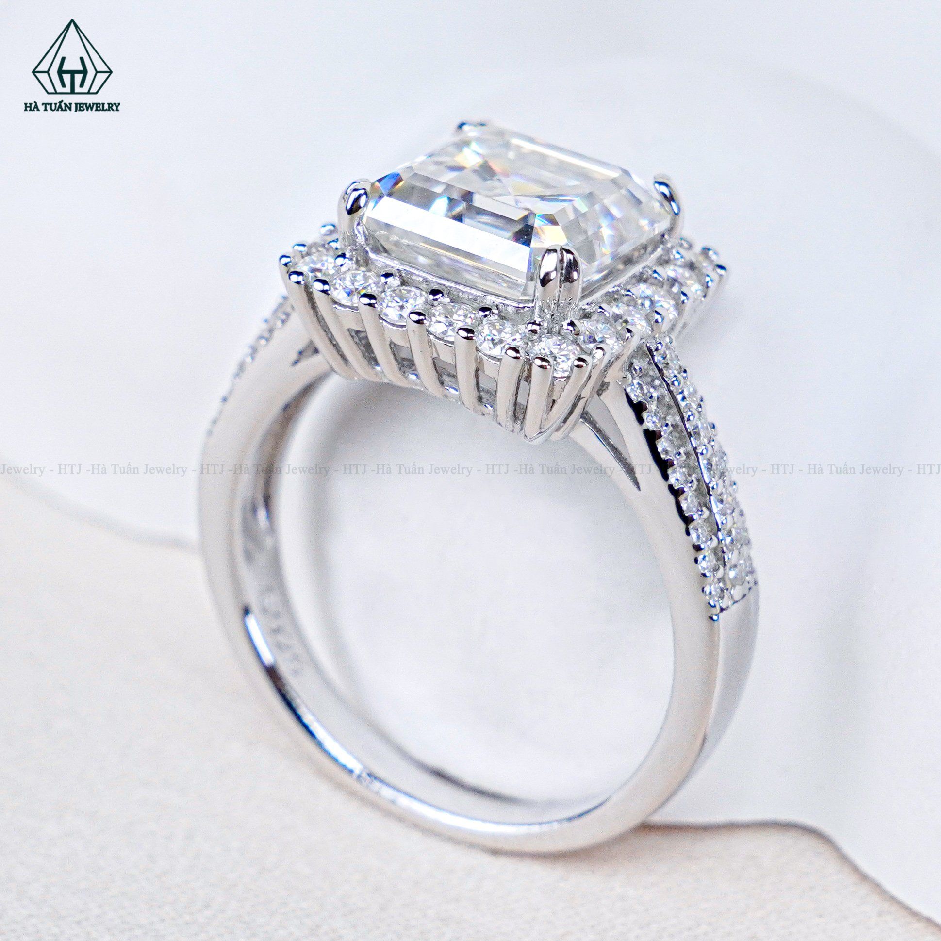  RX560 FULL MOIS Nhẫn nữ vuông MOIS Asscher 8*8mm (Không mã cạnh) 
