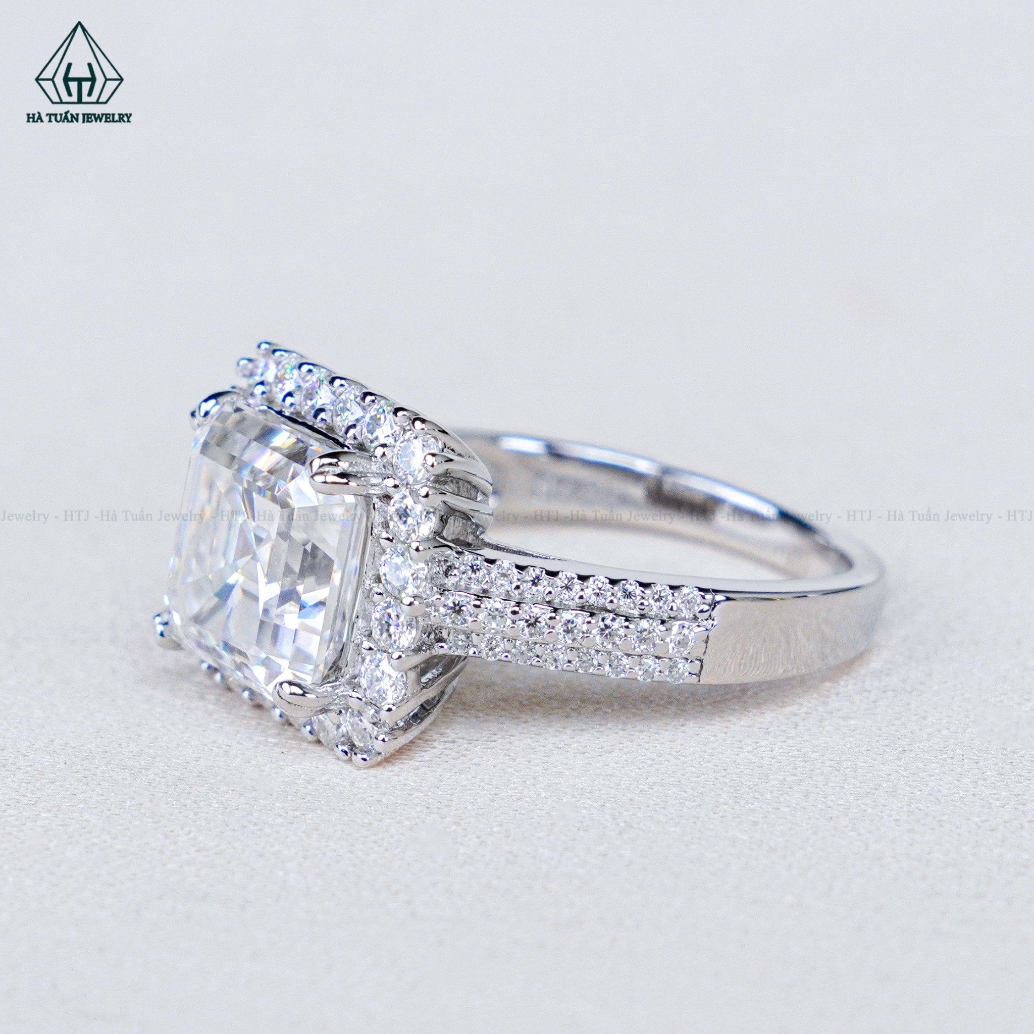  RX560 FULL MOIS Nhẫn nữ vuông MOIS Asscher 8*8mm (Không mã cạnh) 