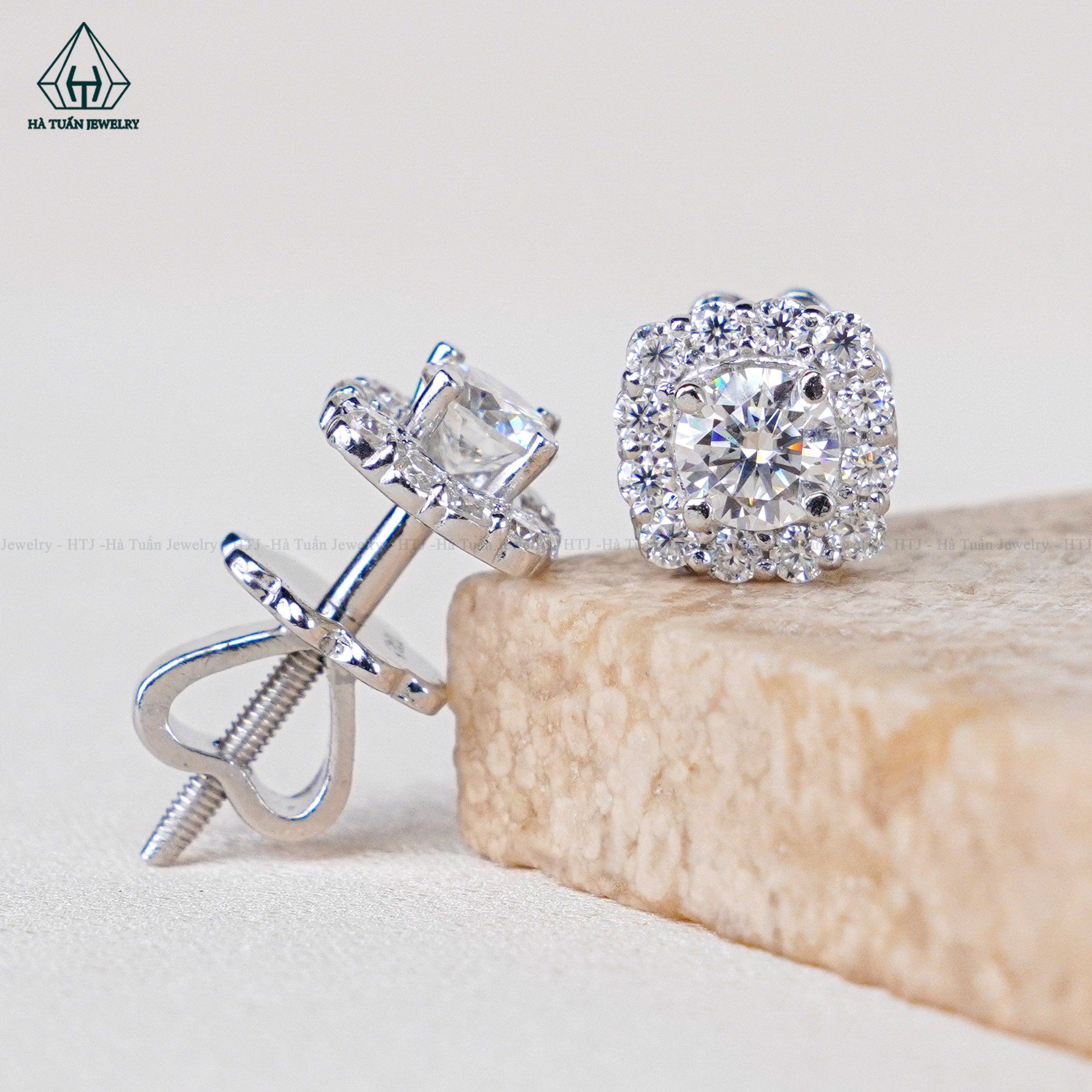  EX397 4mm FULL MOIS Bông tai vuông 