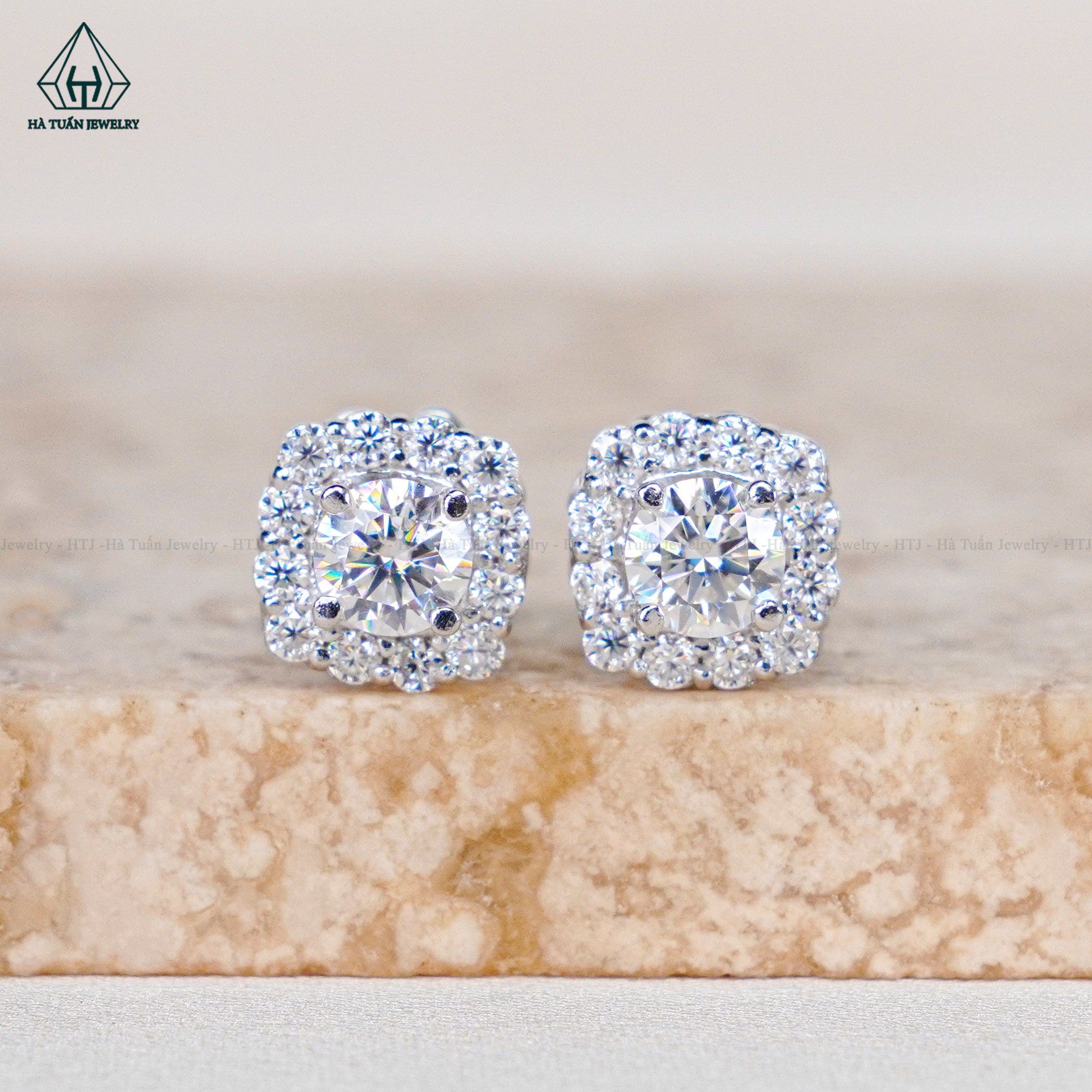  EX397 4mm FULL MOIS Bông tai vuông 