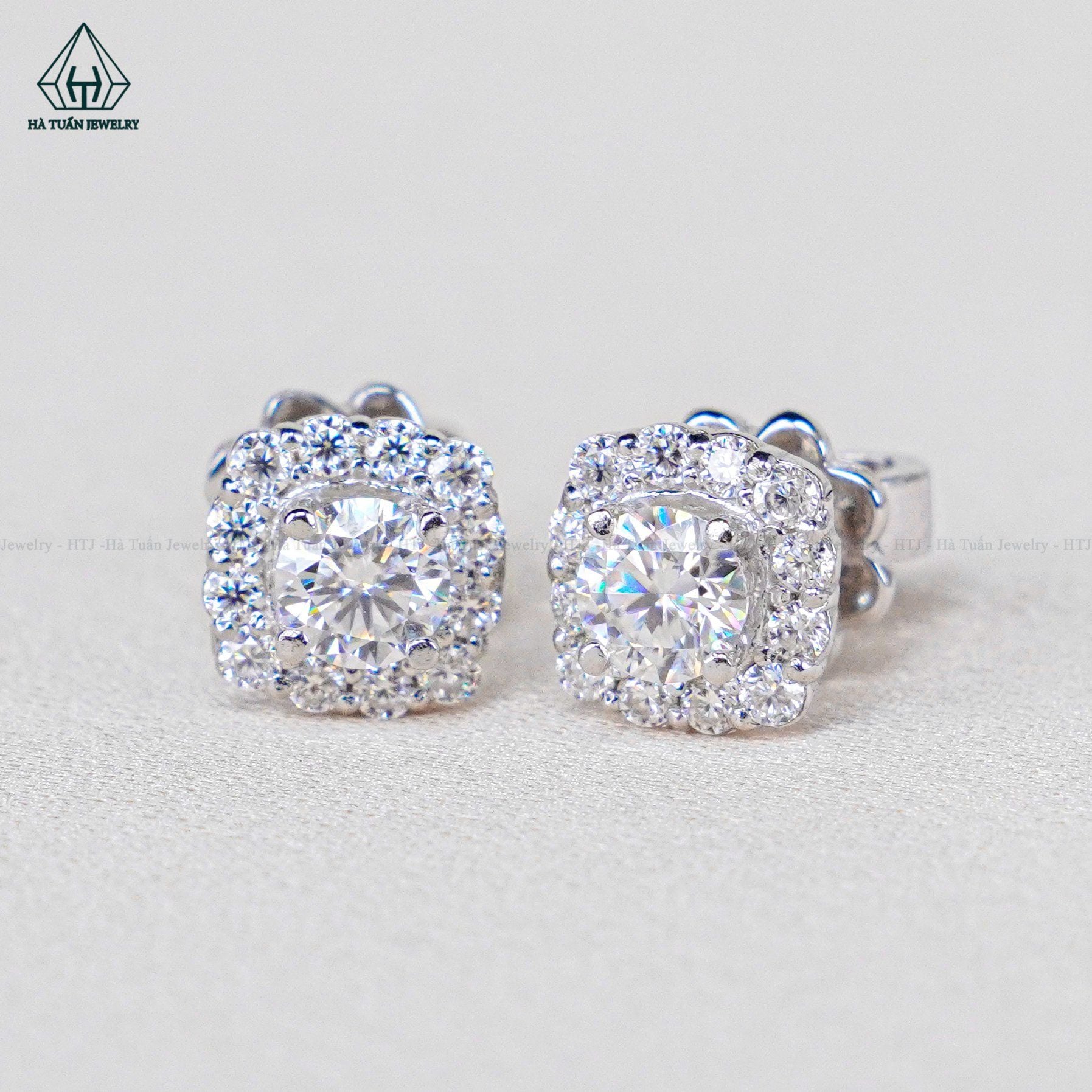  EX397 4mm FULL MOIS Bông tai vuông 