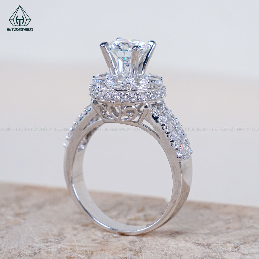 RX478 6.5mm Nhẫn nữ halo viền tấm
