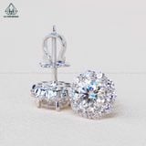  EX128 5mm Bông tai viền tấm hoa 10 cánh 