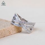  R937 Nhẫn nữ 3 vành đá chéo 