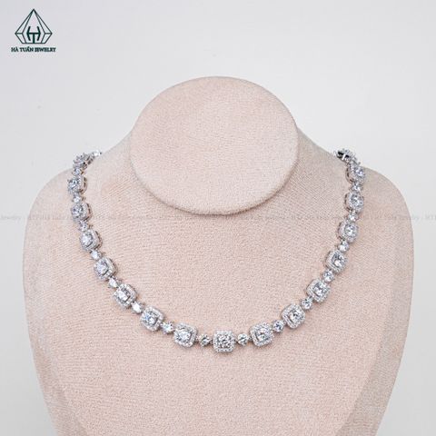 N632 Dây mặt liền full vành đá vuông viên chủ 4mm
