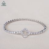  B922 Lắc tay full đá cz khoá cỏ bốn lá 