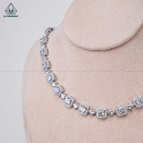 N632 Dây mặt liền full vành đá vuông viên chủ 4mm