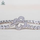  B922 Lắc tay full đá cz khoá cỏ bốn lá 