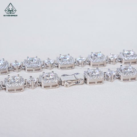 N632 Dây mặt liền full vành đá vuông viên chủ 4mm