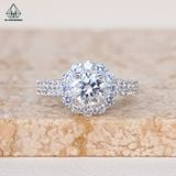  RX492 6mm Nhẫn nữ hoa đá tròn 