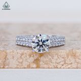  RX495 7.2mm Nhẫn nữ nửa vòng đá 4 chấu 