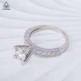  RX501 6.5mm Nhẫn nữ full cz nửa vành tấm 4 chấu đôi trái tim 