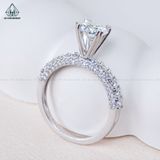  RX501 6.5mm Nhẫn nữ full cz nửa vành tấm 4 chấu đôi trái tim 