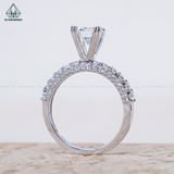  RX501 6.5mm Nhẫn nữ full cz nửa vành tấm 4 chấu đôi trái tim 