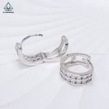  E023 Bông tai khoen 2 hàng đá 