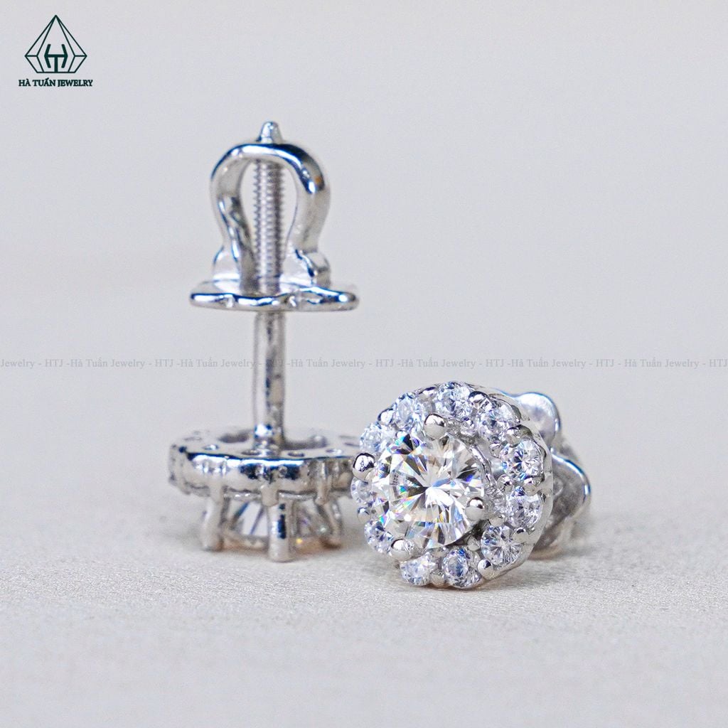 EX356 4-5-6mm Bông tai viền tấm hoa 12 cánh tim