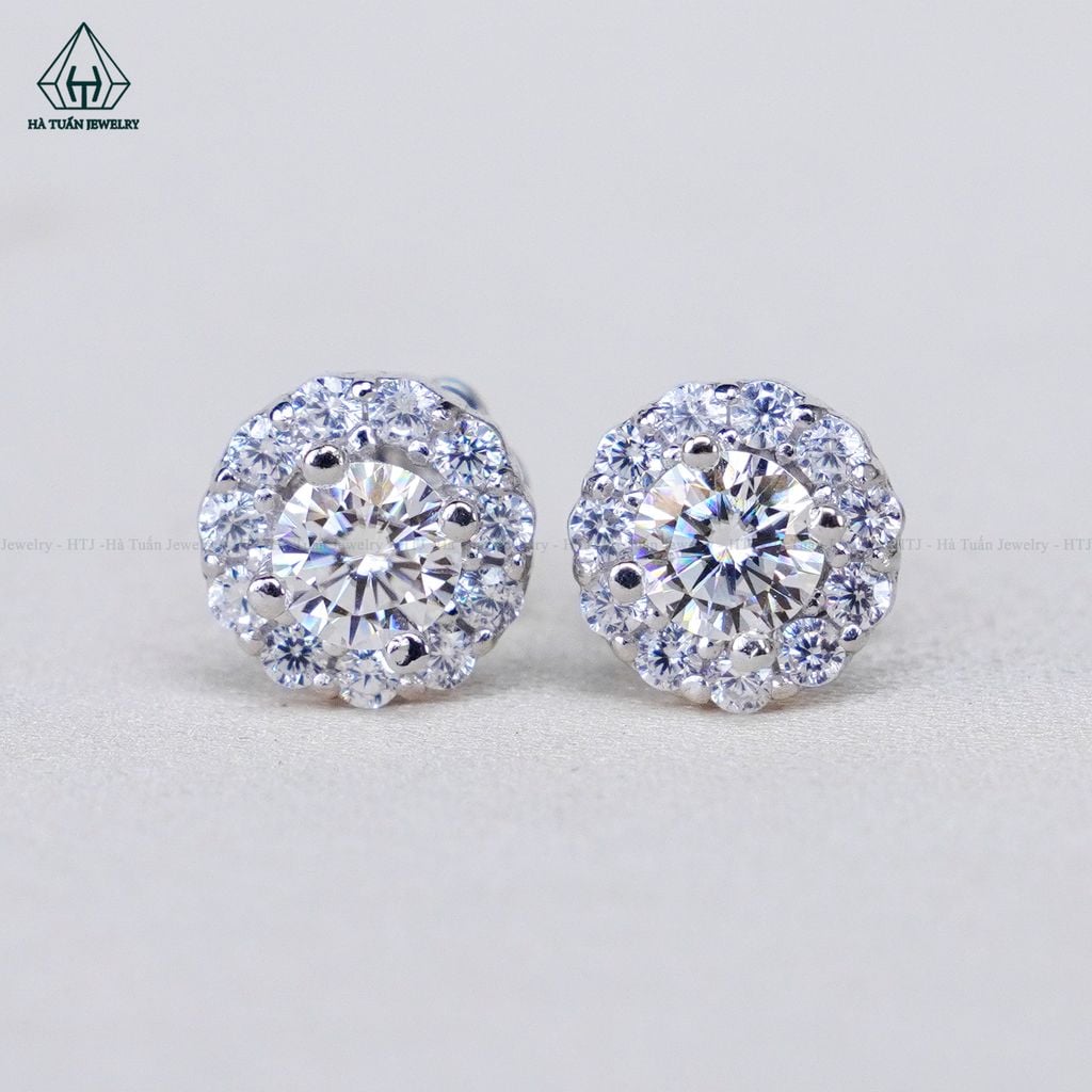 EX356 4-5-6mm Bông tai viền tấm hoa 12 cánh tim