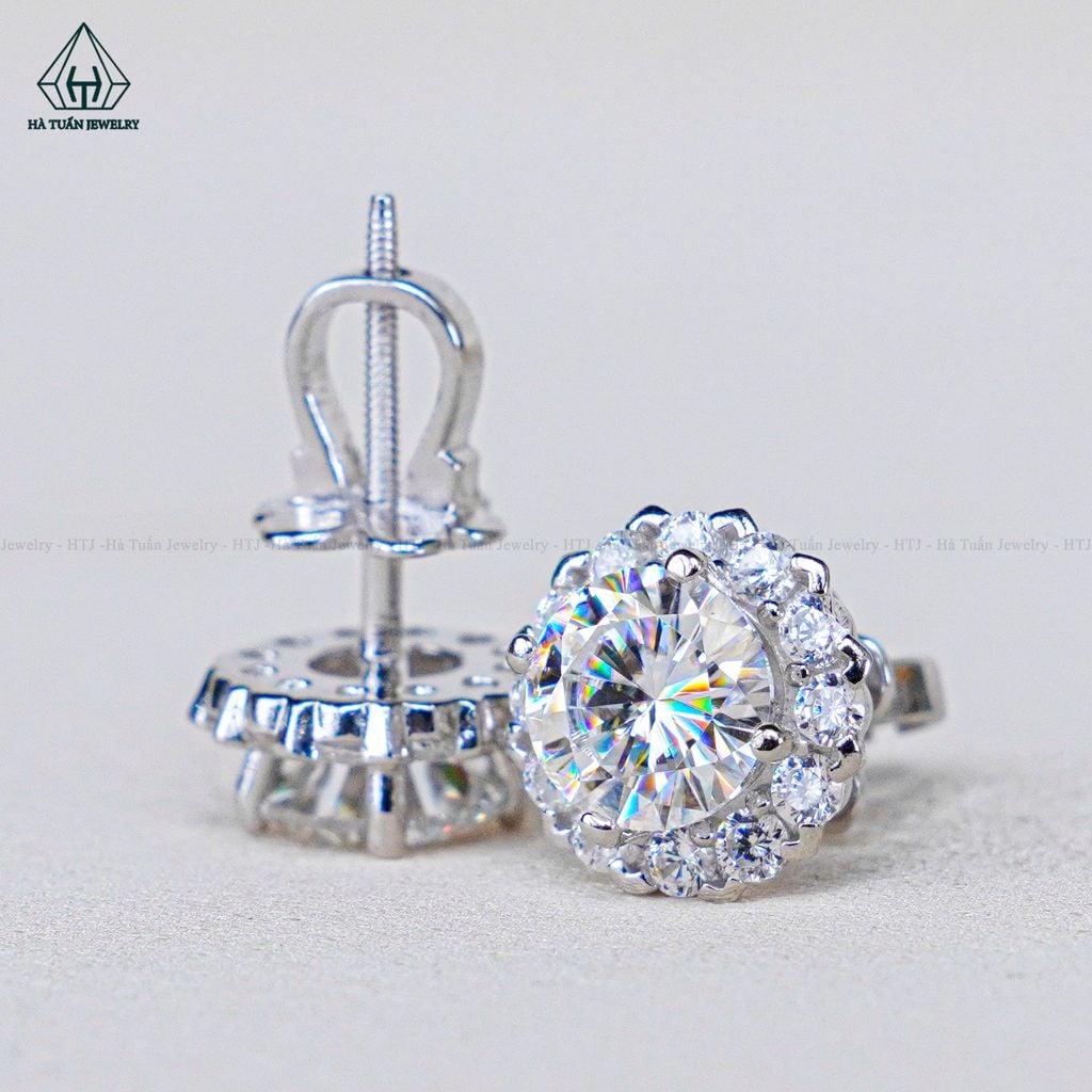 EX356 4-5-6mm Bông tai viền tấm hoa 12 cánh tim