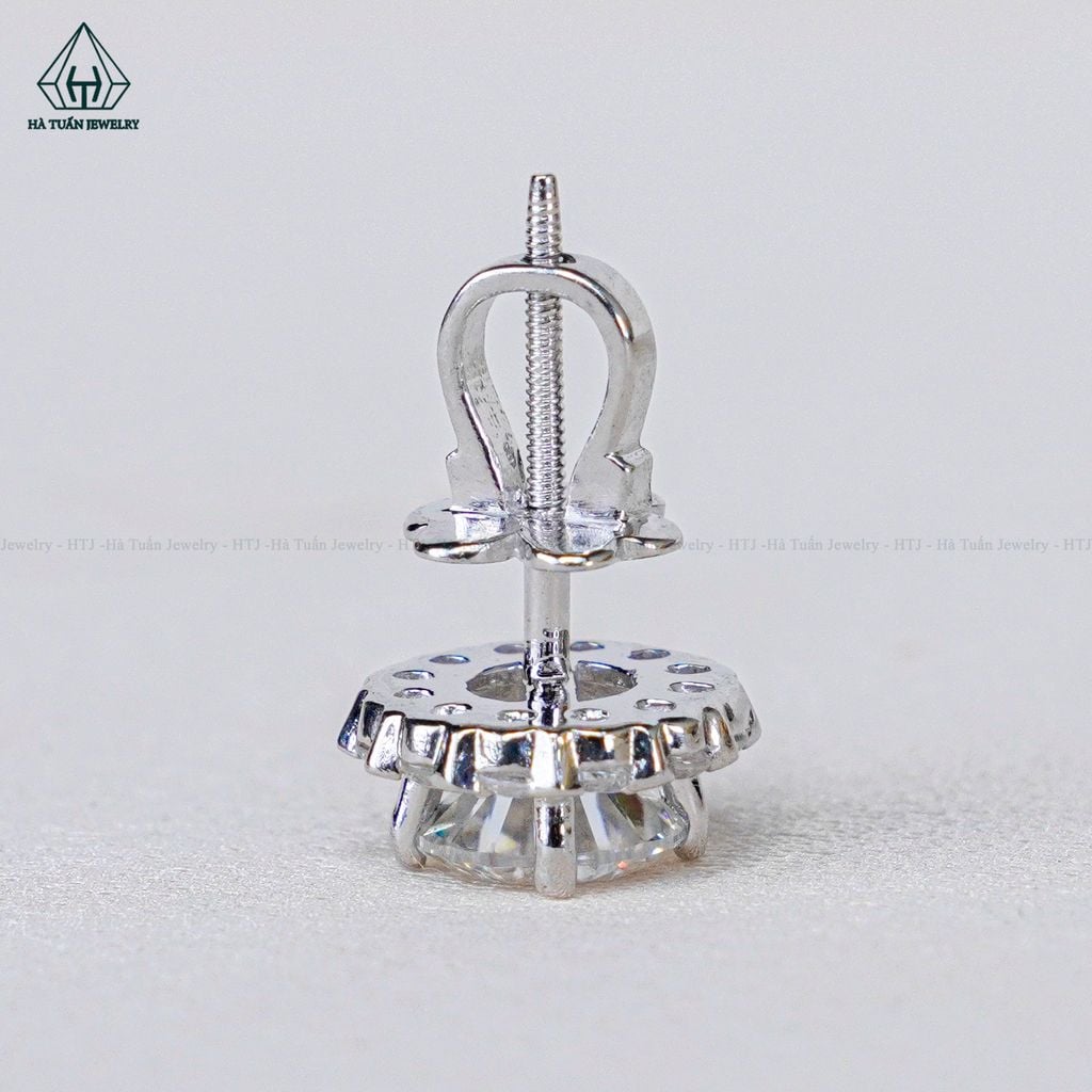 EX356 4-5-6mm Bông tai viền tấm hoa 12 cánh tim