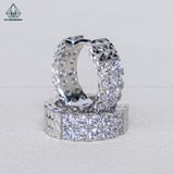  E028 Bông tai khoen 2 hàng đá bên hông móc máy 