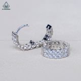  E028 Bông tai khoen 2 hàng đá bên hông móc máy 