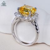 R944 Nhẫn nữ Asscher CZ Vàng 10mm 