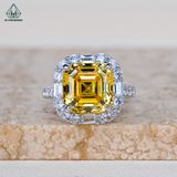 R944 Nhẫn nữ Asscher CZ Vàng 10mm 