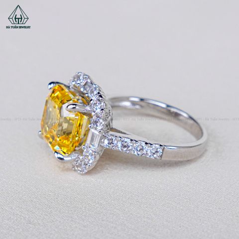 R944 Nhẫn nữ Asscher CZ Vàng 10mm