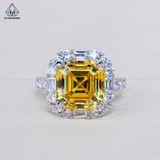  R944 Nhẫn nữ Asscher CZ Vàng 10mm 