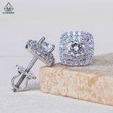  EX417 4.5mm Bông tai vuông 2 viền tấm 