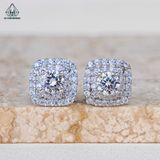  EX417 4.5mm Bông tai vuông 2 viền tấm 