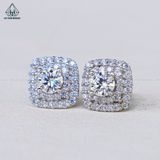  EX417 4.5mm Bông tai vuông 2 viền tấm 