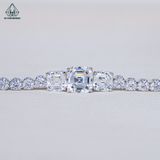  B938 Lắc tay full đá cz viên chủ Asscher 6~8mm 