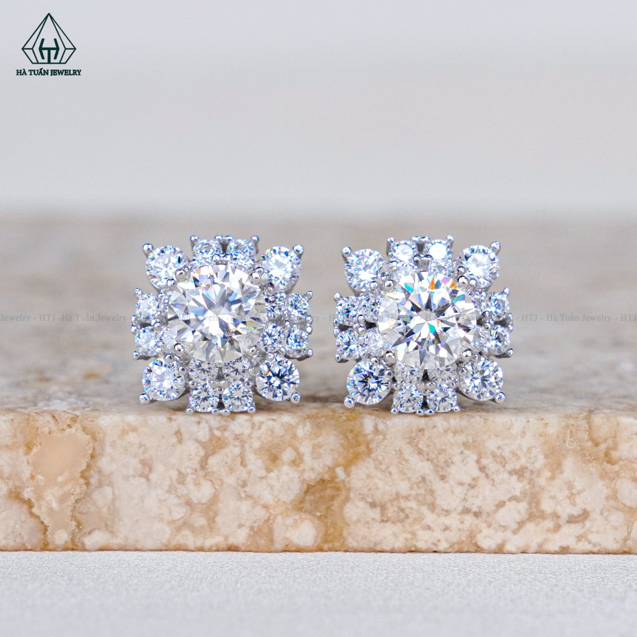  EX091 5mm Bông tai hoa hình vuông 