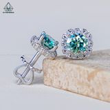  EX440 Bông tai FULL MOIS 5.4mm vuông tròn xanh (không mã cạnh) 