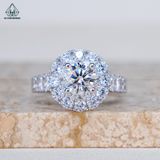  RX513 6.3mm Nhẫn nữ hoa đá tròn 