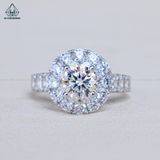  RX513 6.3mm Nhẫn nữ hoa đá tròn 