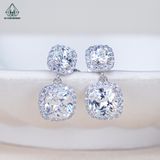  E051 Bông tai halo chủ cushion 