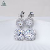  E051 Bông tai halo chủ cushion 